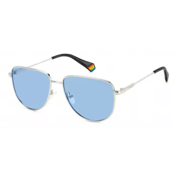 Polaroid PLD6196SX010 Óculos de sol unissexo quadrados - Armação preta lentes cinzentas polarizadas 56 mm