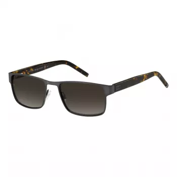 Tommy Hilfiger Homem TH-1974-S-SVK Óculos de sol retangulares Preto/Cinzento 57 mm