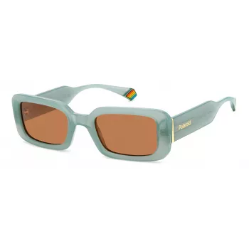 Óculos de sol Polaroid PLD6208SX1ED para mulher formato olho de gato - armação preta, lentes cinzentas polarizadas - 52 mm