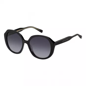 Óculos de sol Tommy Hilfiger TH-2106-S-807 para mulher - armação preta, lentes cinzentas, 54 mm