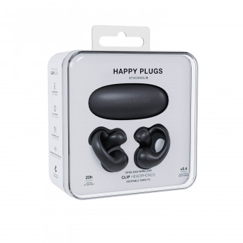 Auscultadores sem fios open-ear com clipe Happy Plugs Clip (preto)