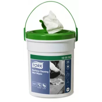 Toalhetes de limpeza de superfícies TORK 190594, 58 unidades, 27 x 27 cm, branco, sem perfume, dispensador recarregável