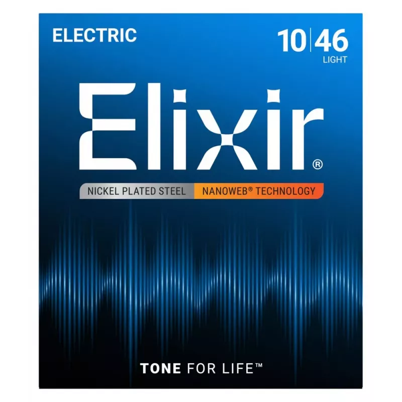 Cordas para guitarra elétrica Elixir 12052 Nanoweb Light (10-46)