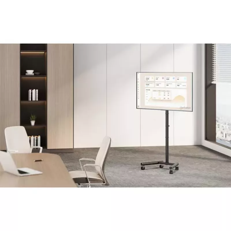 MANHATTAN Suporte compacto para TV e monitor com rodas 13-50 polegadas, inclinável e ajustável em altura, até 20 kg, preto (462464)