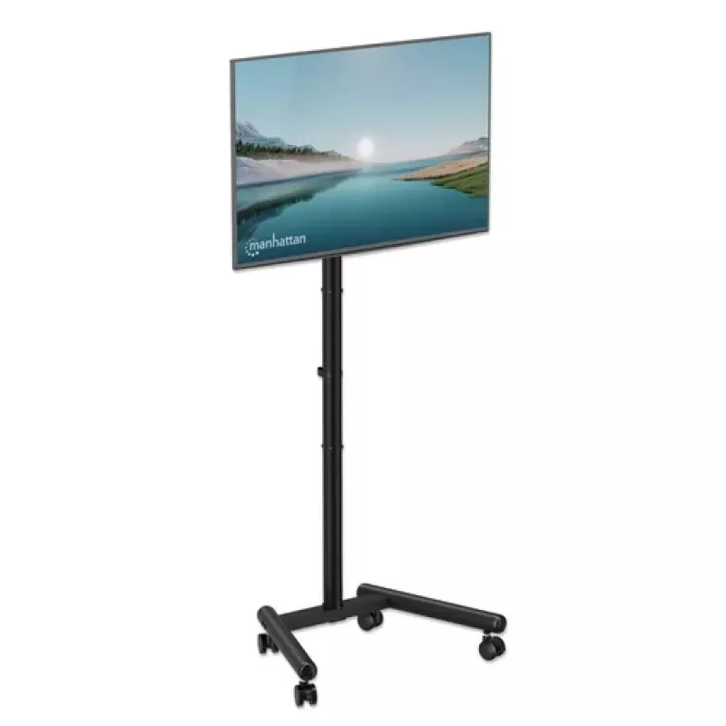 MANHATTAN Suporte compacto para TV e monitor com rodas 13-50 polegadas, inclinável e ajustável em altura, até 20 kg, preto (462464)