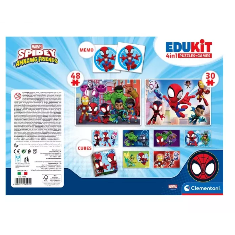 Clementoni Marvel Spidey conjunto educativo puzzle, memo e blocos 18295