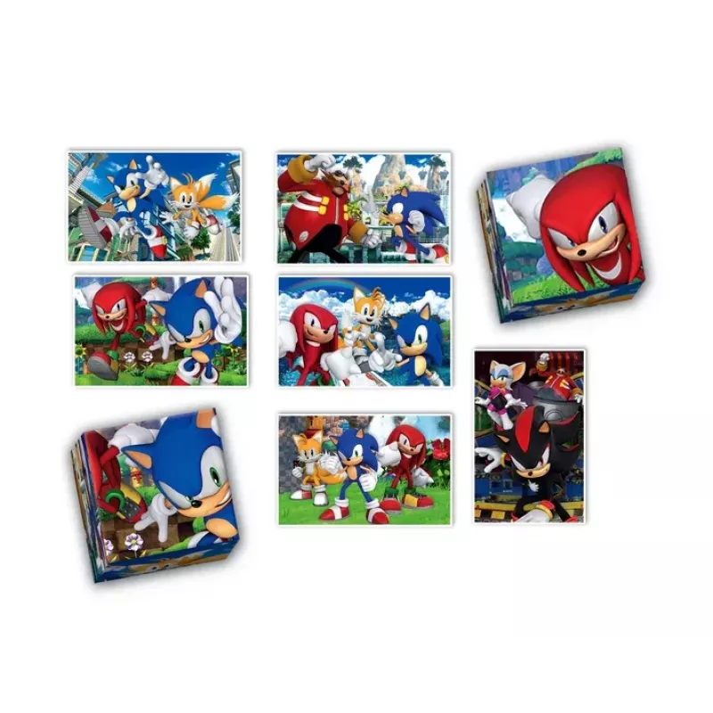 Clementoni conjunto de jogos educativos puzzle, memo e blocos de construção Sonic 28389