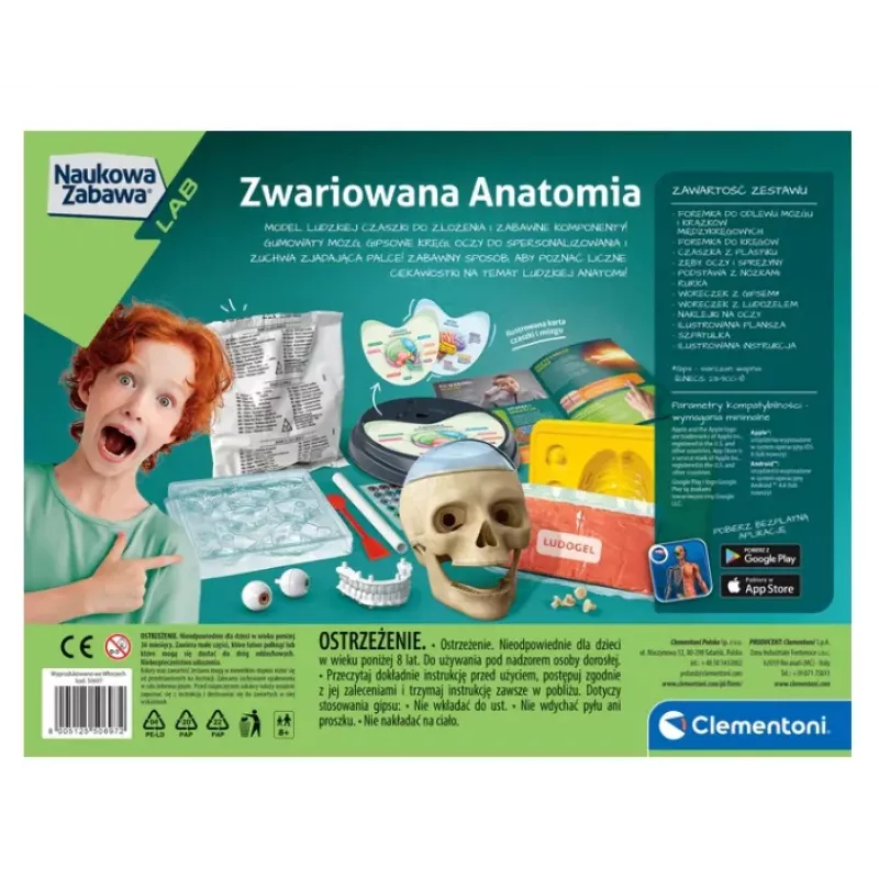 Clementoni Naukowa Zabawa Kit Crazy Anatomy - Língua Polaca - 50697