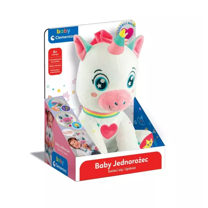 Clementoni Sweet Peluche Interativo Unicórnio Luzes & Canta Língua Polaca 50937
