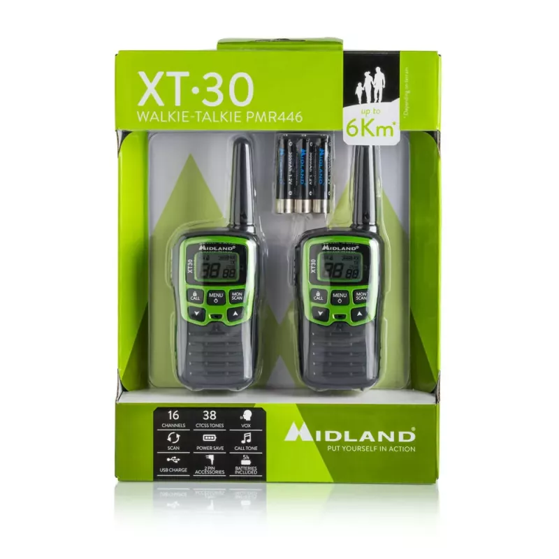 Midland XT30 2x PMR446 conjunto de rádios verde