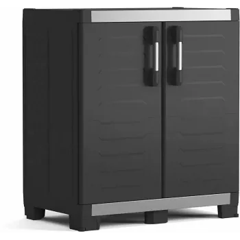 Armário de garagem KETER GARAGE CABINET XL IT - armário de resina de alta resistência com 4 prateleiras ajustáveis, portas duplas com fechadura, cinzento/preto