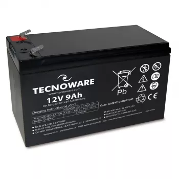 Bateria de chumbo-ácido selada TECNOWARE 12V 9Ah com conectores Faston 6,3mm