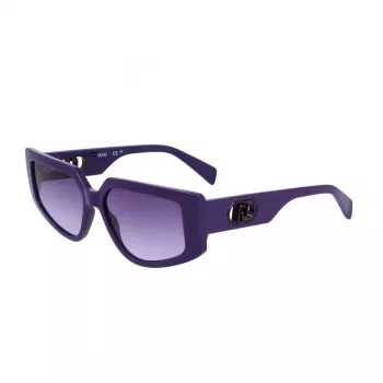Óculos de sol LIU JO LJ801S-510 para mulher - armação preta, lentes cinzentas degradê, 55/15/140 mm