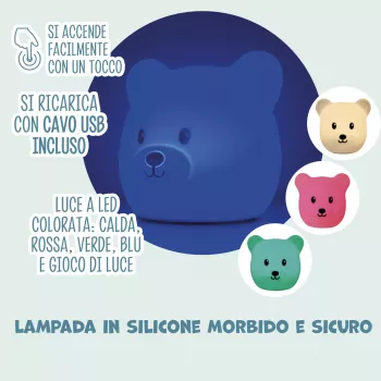 Koala Games G2535 Candeeiro de silicone recarregável em forma de urso