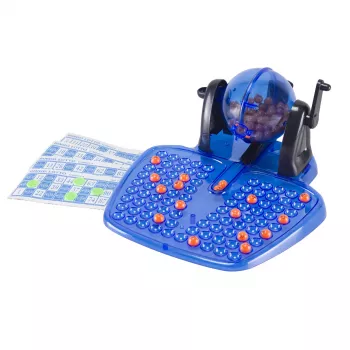 Koala Games G2592 Jogo de Bingo – 75 bolas, 48 cartões, 150 marcadores, gaiola metálica, diversão em família