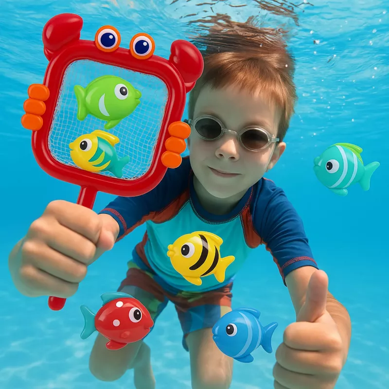 Koala Games G2663 Rede em forma de caranguejo - Vermelho/Laranja, plástico durável e tecido de poliéster, certificado CE, para brincadeiras na água, praia, piscina, banho, a partir dos 3 anos