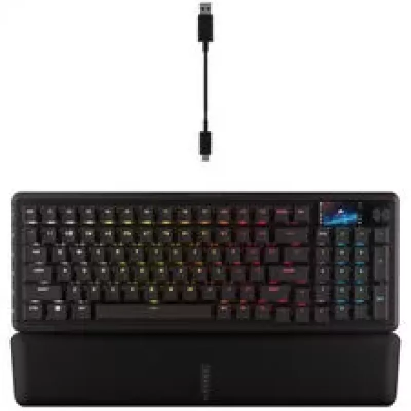 Corsair Vanguard 96 teclado gaming sem fios, mecânico, RGB, ecrã LCD, layout DE - preto