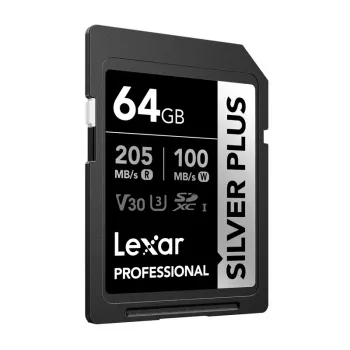 Lexar Professional SILVER PLUS SDXC 64GB Cartão de Memória UHS-I U3 V30 A2