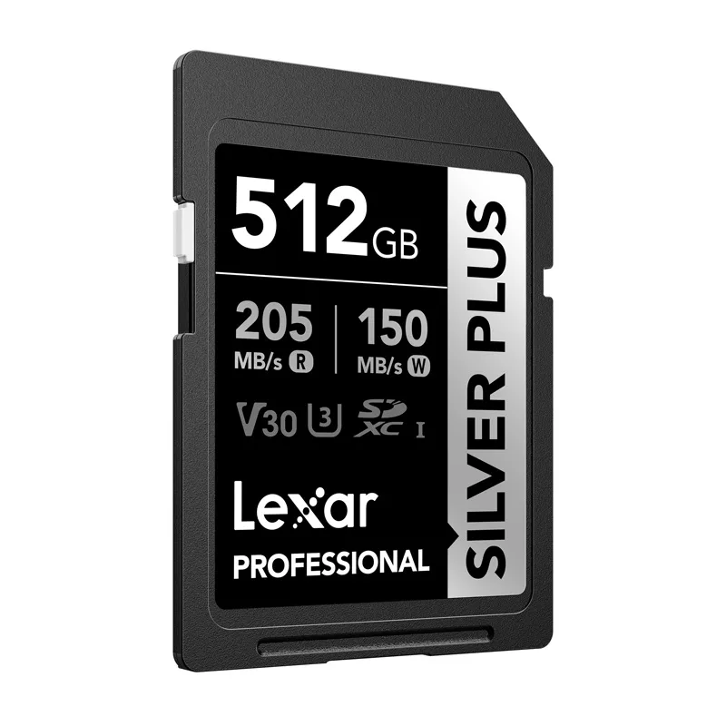 Lexar Professional SILVER PLUS SDXC 512GB Cartão de Memória, UHS-I, U3, V30, A2, até 200 MB/s de leitura, 140 MB/s de escrita