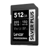 Lexar Professional SILVER PLUS SDXC 512GB Cartão de Memória, UHS-I, U3, V30, A2, até 200 MB/s de leitura, 140 MB/s de escrita