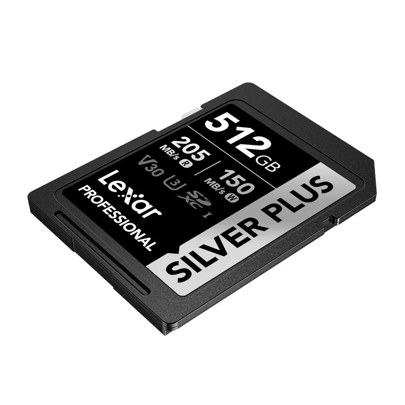 Lexar Professional SILVER PLUS SDXC 512GB Cartão de Memória, UHS-I, U3, V30, A2, até 200 MB/s de leitura, 140 MB/s de escrita