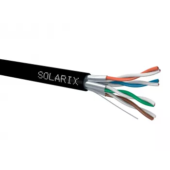 Solarix SXKD-6A-STP-PE Cabo de Instalação Exterior Cat6A F/UTP Cobre Maciço, PE, Preto, Bobina 500m