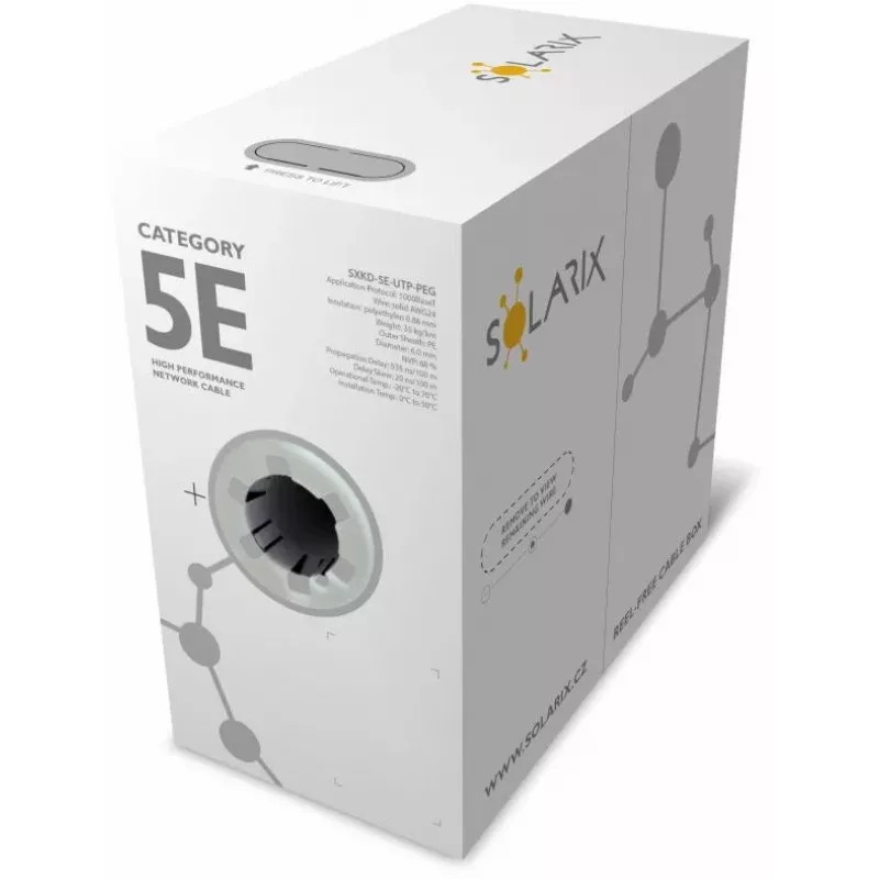 Solarix Cabo de Instalação PE CAT5e UTP, Fio Maciço, 305m (SXKD-5E-UTP-PEG)