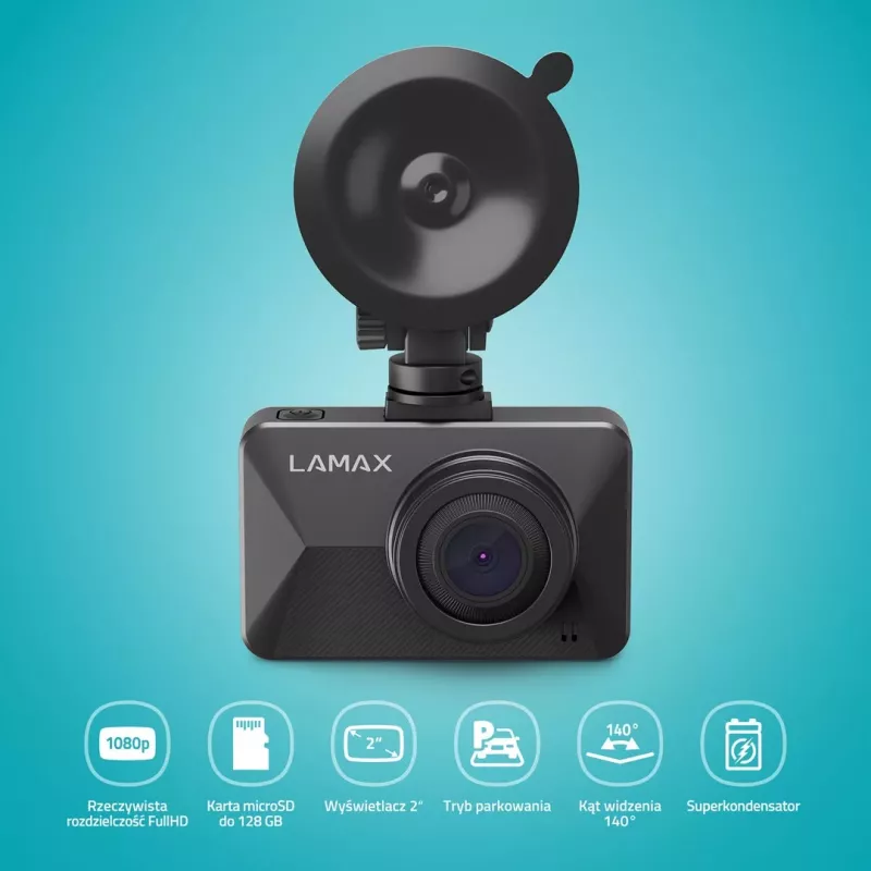 Dashcam LAMAX T3 Full HD 1080p 140° grande angular com sensor G e modo de estacionamento