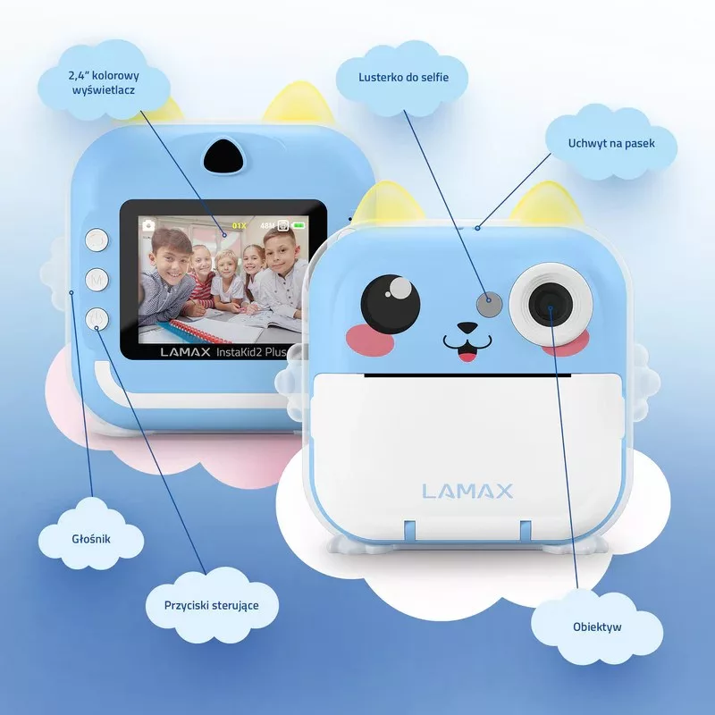 Máquina fotográfica infantil LAMAX InstaKid2 Plus, azul