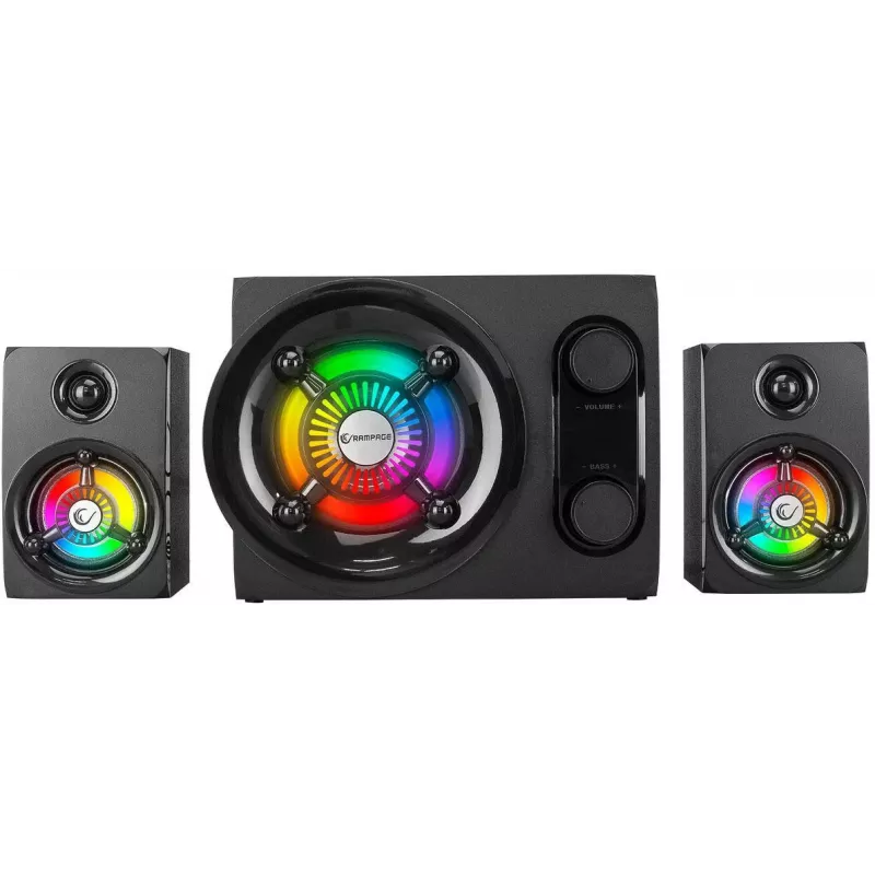 Coluna Bluetooth portátil Rampage RMS-G8 25W com iluminação RGB, TWS, rádio FM, preto