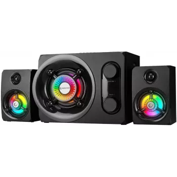 Coluna Bluetooth portátil Rampage RMS-G8 25W com iluminação RGB, TWS, rádio FM, preto
