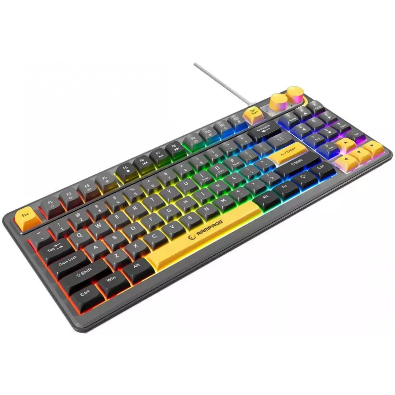 Rampage CYCLONE KNOB RGB 90% Teclado gaming de membrana com fio, preto