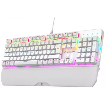 Teclado mecânico Rampage KB-R86 UMBRA, branco, switches Outemu Blue, retroiluminação RGB, com fio USB