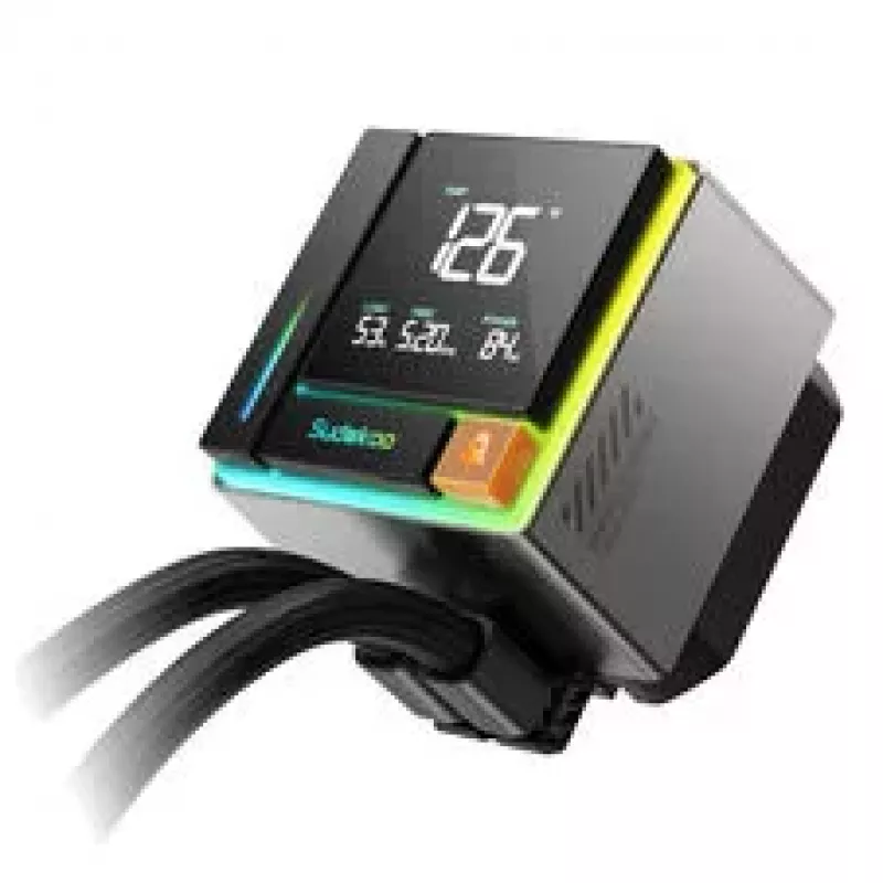 Dissipador de CPU líquido AiO Sudokoo Energlo 360, ecrã LCD, ARGB - 360mm, preto