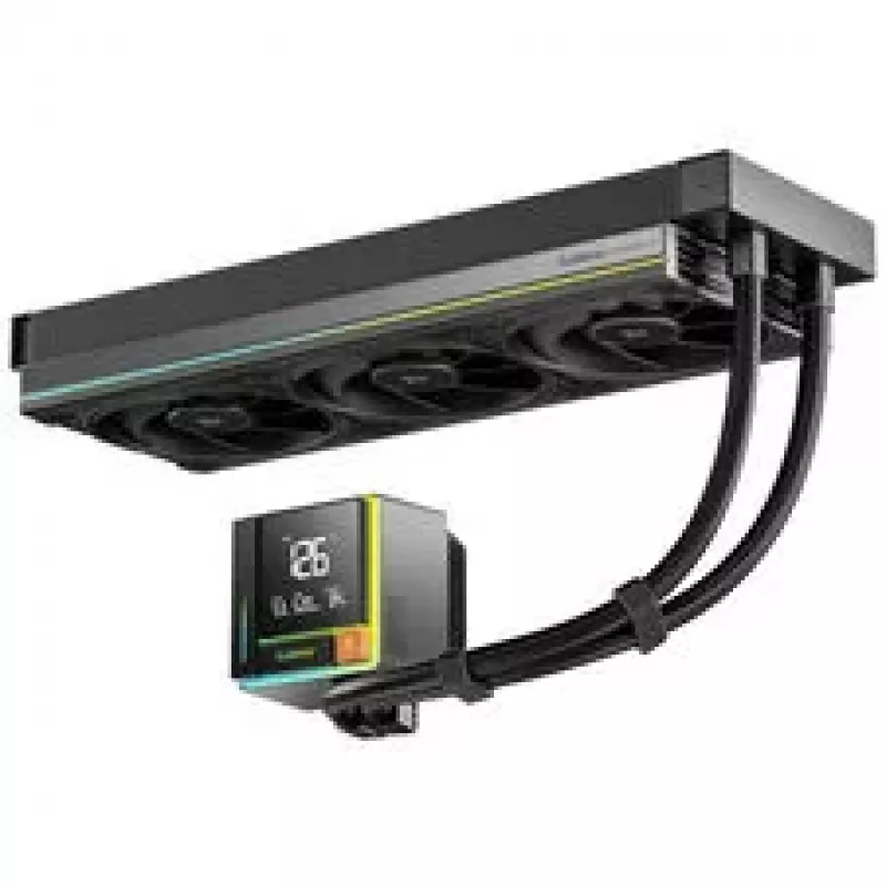 Dissipador de CPU líquido AiO Sudokoo Energlo 360, ecrã LCD, ARGB - 360mm, preto