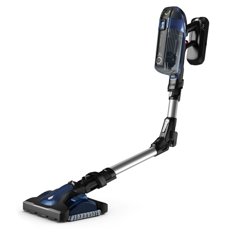 Aspirador de bateria Rowenta X-Force Flex 14.60 Auto Docking RH99C3 - azul/alumínio, 32,4V, 70min de autonomia, escova Aqua, iluminação LED