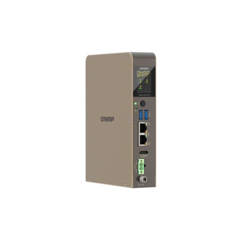 QNAP QBoat-300 Servidor NAS ultracompacto sem ventoinha com ranhuras M.2 NVMe/SATA duplas, Intel Celeron J3455 de quatro núcleos, 4GB RAM, Gigabit Ethernet duplo, HDMI, 2x USB 3.0