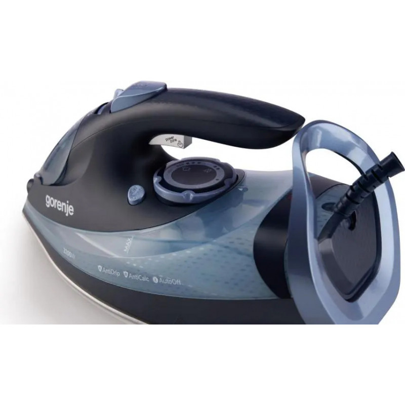 Ferro de engomar a vapor Gorenje SIH3200DB com base cerâmica, 3200 W, azul