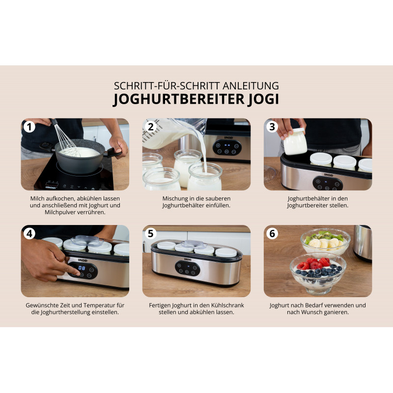 UNOLD 38726 Jogi Iogurteira, 4 x 180 ml frascos de vidro