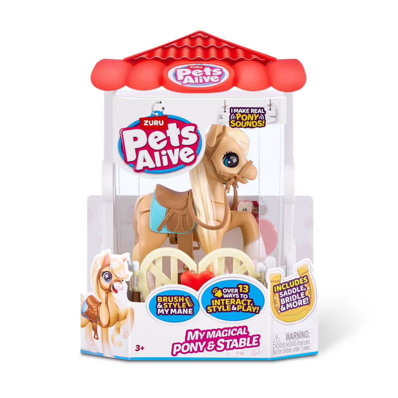 Zuru Pets Alive Magical Pony com estábulo – brinquedo eletrónico interativo de unicórnio