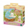 EPOCH Sylvanian Families gémeos Coelho de Chocolate com carrinho de bebé