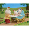 EPOCH Sylvanian Families gémeos Coelho de Chocolate com carrinho de bebé