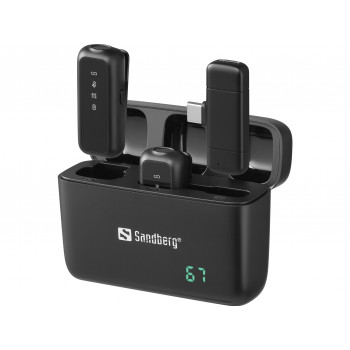 SANDBERG Streamer USB-C Wireless Mic x2 - Conjunto de microfone duplo - 20 Hz - 20 kHz