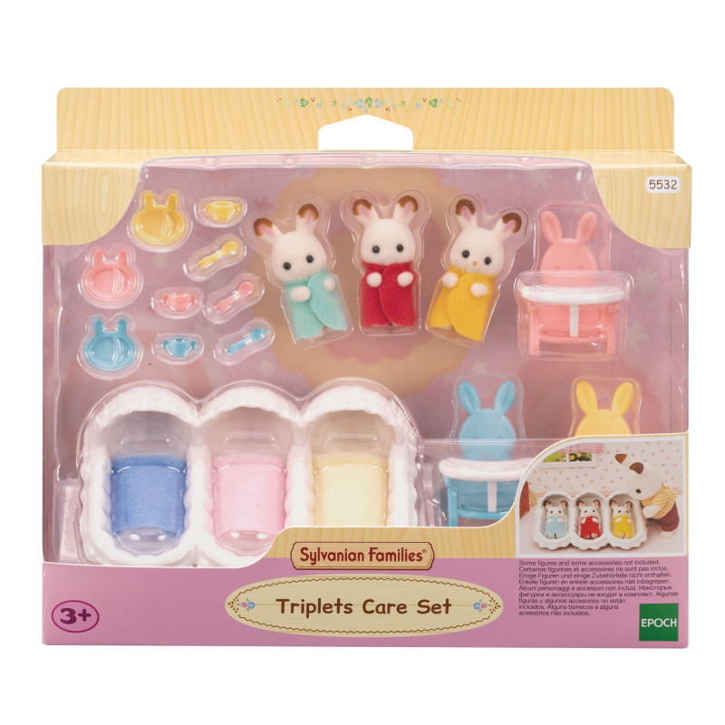 Sylvanian Families conjunto de início com trigémeos - conjunto de acessórios de cuidados para bebé