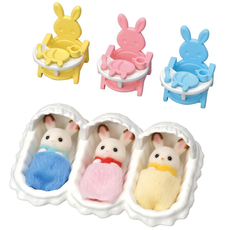 Sylvanian Families conjunto de início com trigémeos - conjunto de acessórios de cuidados para bebé