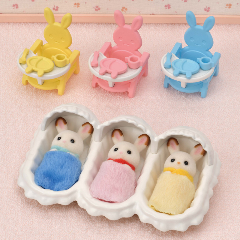 Sylvanian Families conjunto de início com trigémeos - conjunto de acessórios de cuidados para bebé