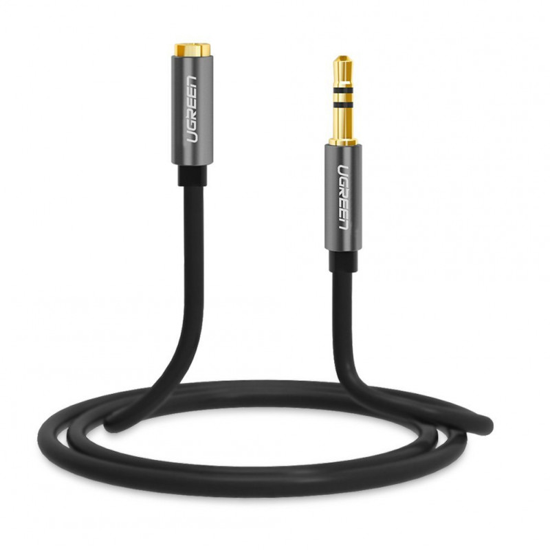 Cabo de extensão AUX de 3,5 mm UGREEN AV118 1 m – jack macho para jack fêmea – preto