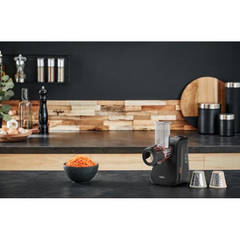 Ralador e espiralizador elétrico TEFAL MB77EN, 260 W, 5 cones, preto/prateado