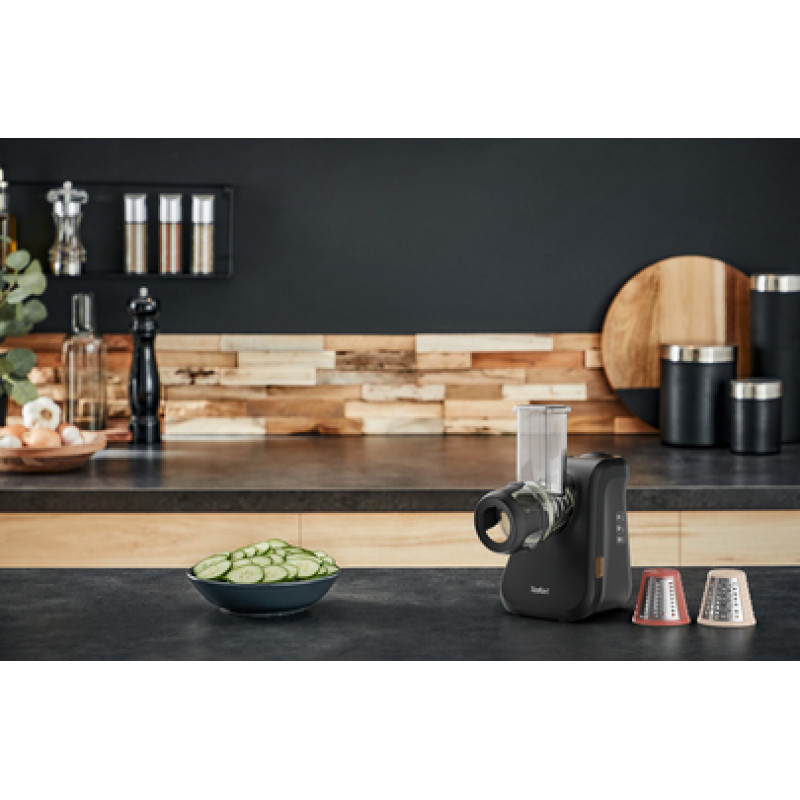 Ralador e espiralizador elétrico TEFAL MB77EN, 260 W, 5 cones, preto/prateado