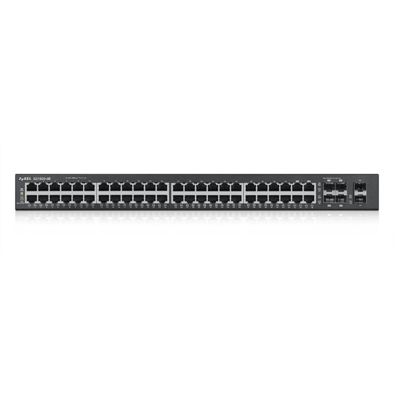 Switch Gigabit Smart Managed ZyXEL GS1920-48 de 48 portas com 4 uplinks SFP e PoE+ (375W)